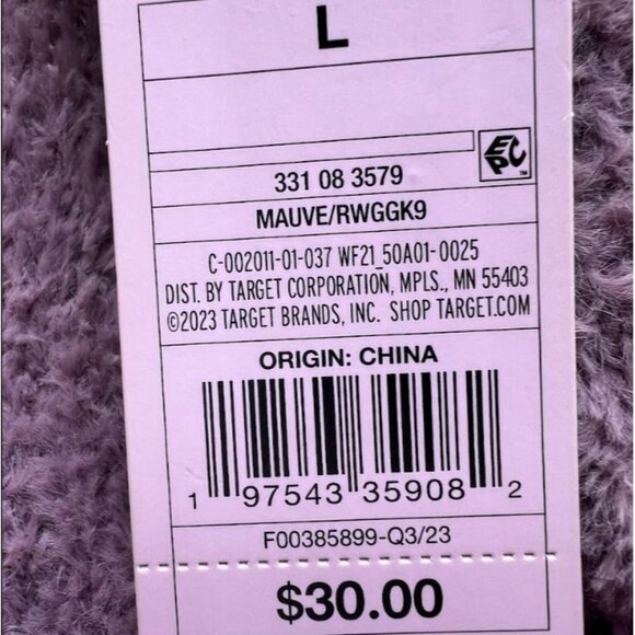 Wild Fable Women's Long Sleeve Mini Sweater Dress Purple Large - Picture 6 of 6